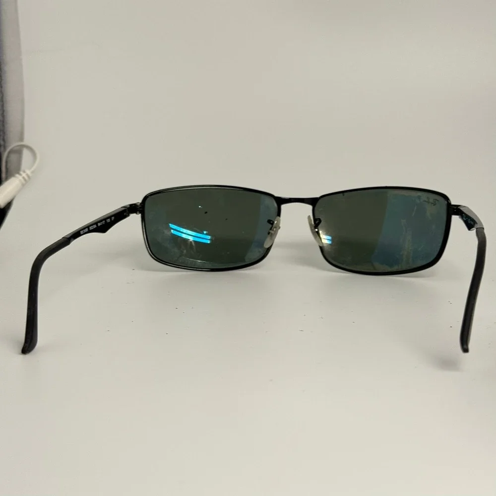 Ray-Ban RB 3498 002/9A Polarized Sunglasses Black Metal Rectangle 64-17 135
